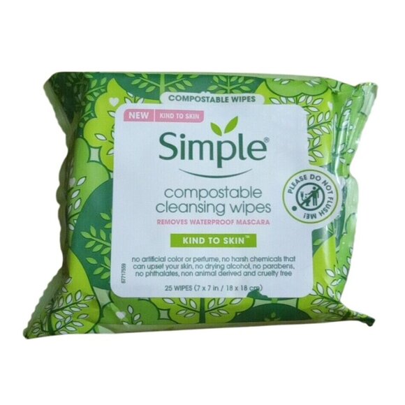 Simple Kind To Skin Compostable Cleansing Wipes 25 Ct - Picture 2 of 5